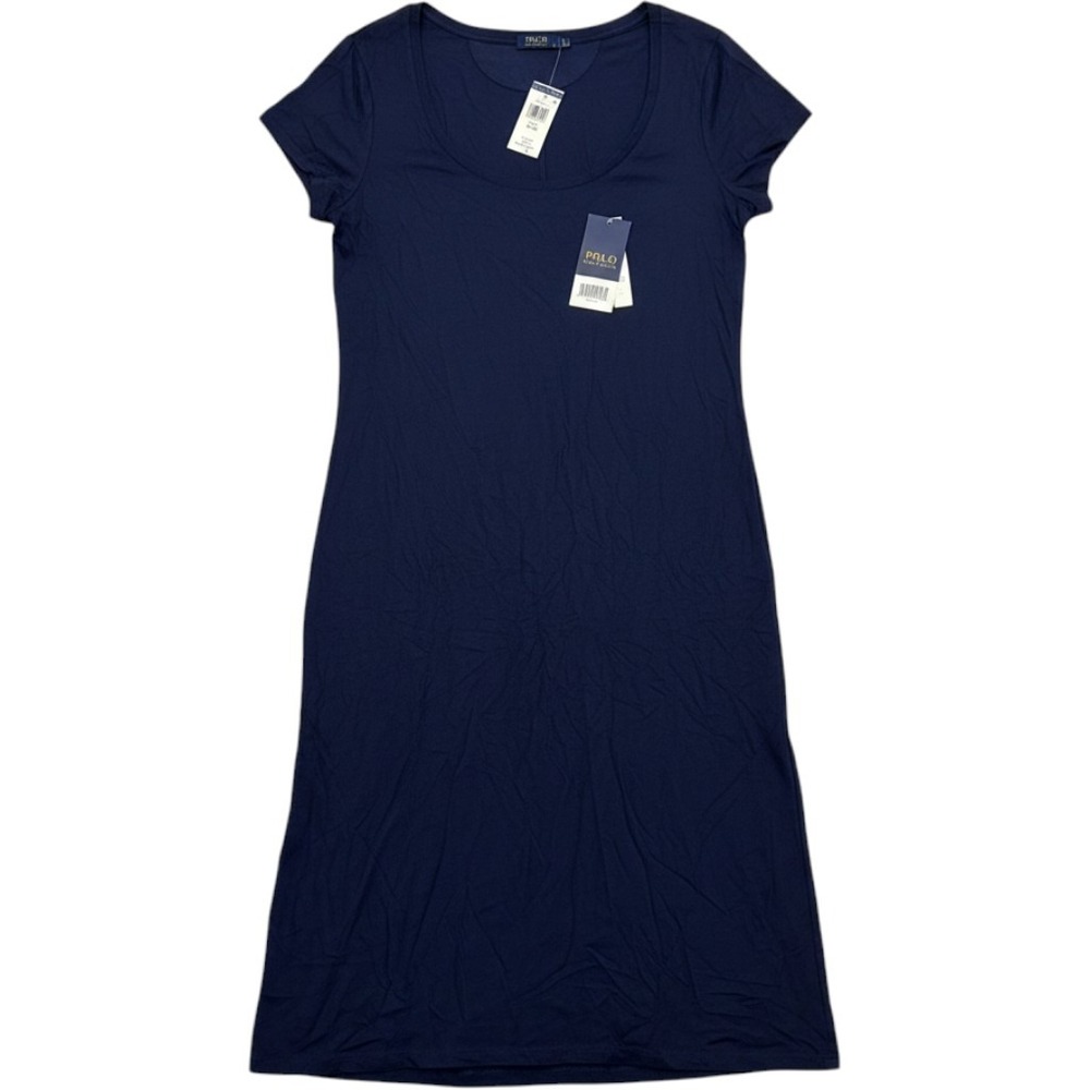 Polo Ralph Lauren Navy Blue Short Sleeve Scoop Neck Maxi Dress XL NWT